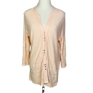 Soft Surroundings Pink Lace Crochet Tunic Top | M